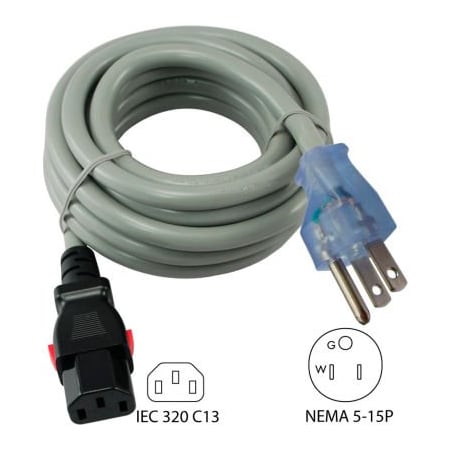 Conntek Conntek 8F515LC13, 15A, Power Supply Cord with Push Lock, NEMA 5-15P to IEC C19 8F515LC13